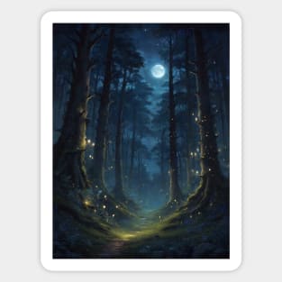 Magical forest in the night Sticker